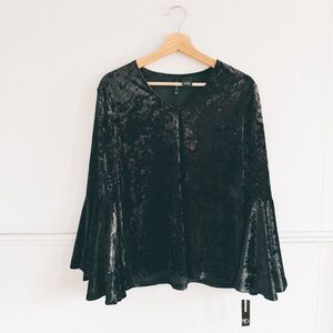 NEW DIRECTIONS > Velvet Bell-Sleeve Top